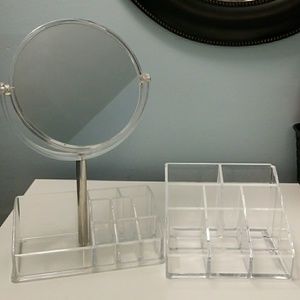 Vanity Mirror/Makeup Organizer Set